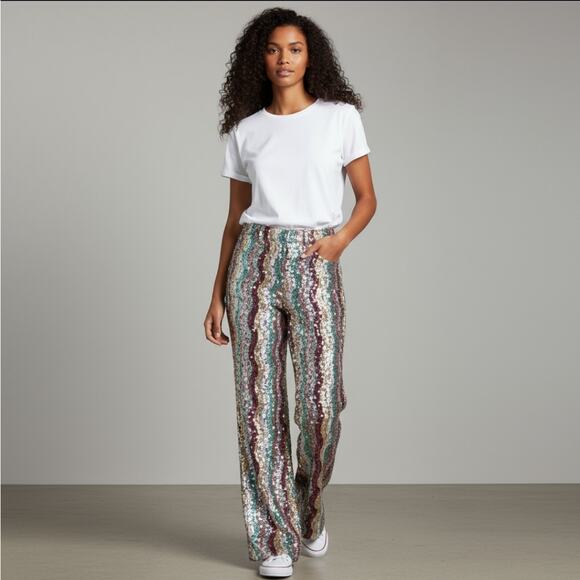 NWT Free People Dance Again Sequin Party Pants - Picture 1 of 8